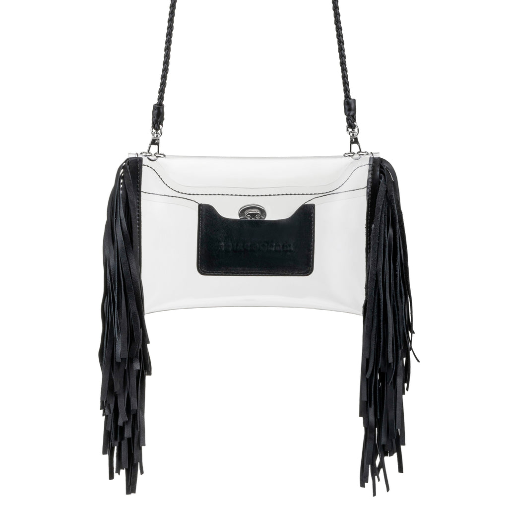 CLEAR FRINGE CROSSBODY
